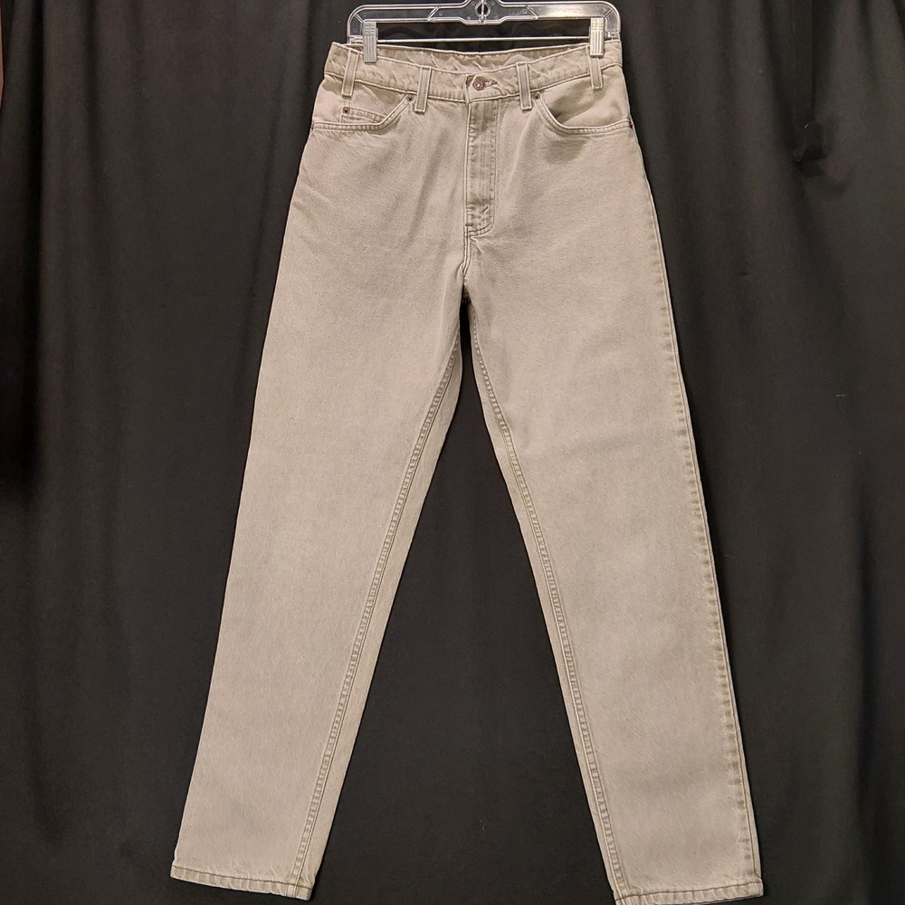 Vtg 1996 Levis 550 Orange Tab Jeans 32x32 Khaki Tan Made in USA Tapered Leg 90s
